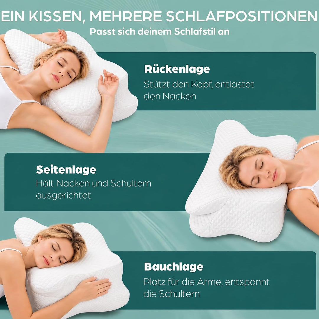 Flowen Nackenkissen Memory Foam | Ergonomisches Kopfkissen &amp; Kissen bei Nackenschmerzen | Nackenstüt