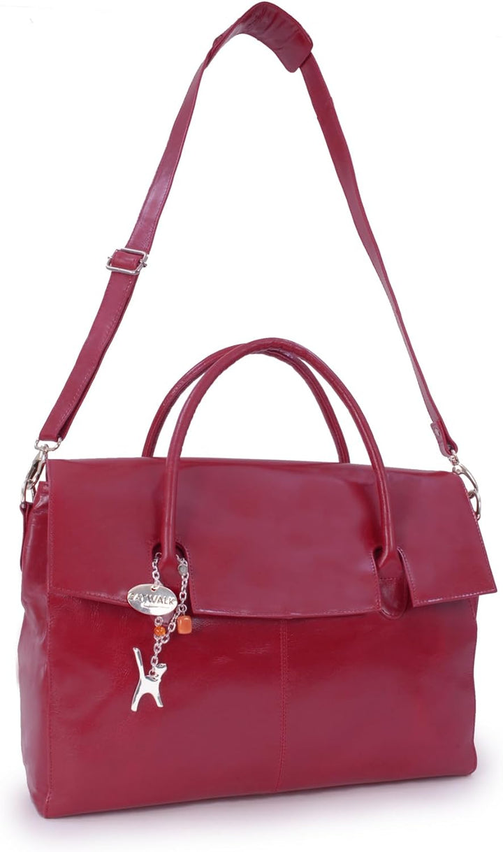 Catwalk Collection Handbags - Leder - Übergrosse Laptoptasche Schultasche/Organizer/Arbeitstasche/Ak