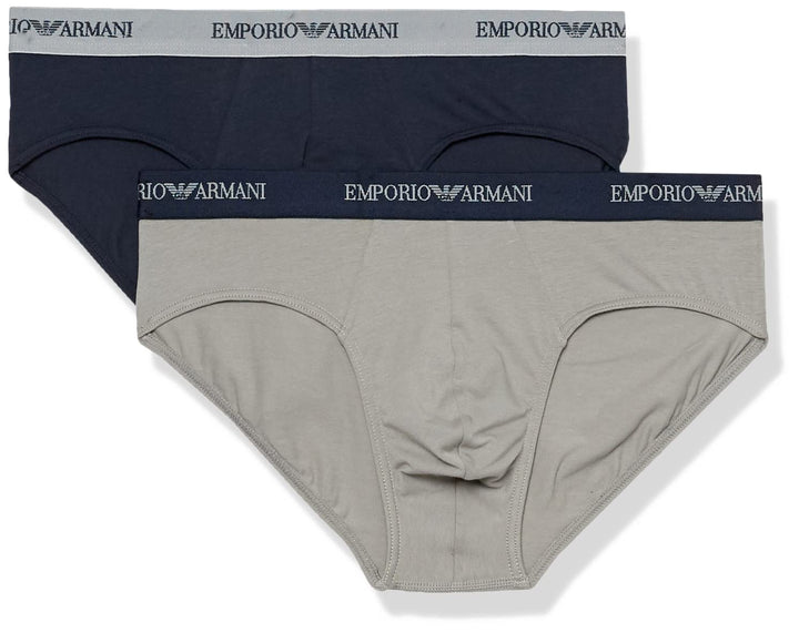 Emporio Armani Underwear Essential Core Logoband 2-Pack Brief S Grey/Marine, S Grey/Marine