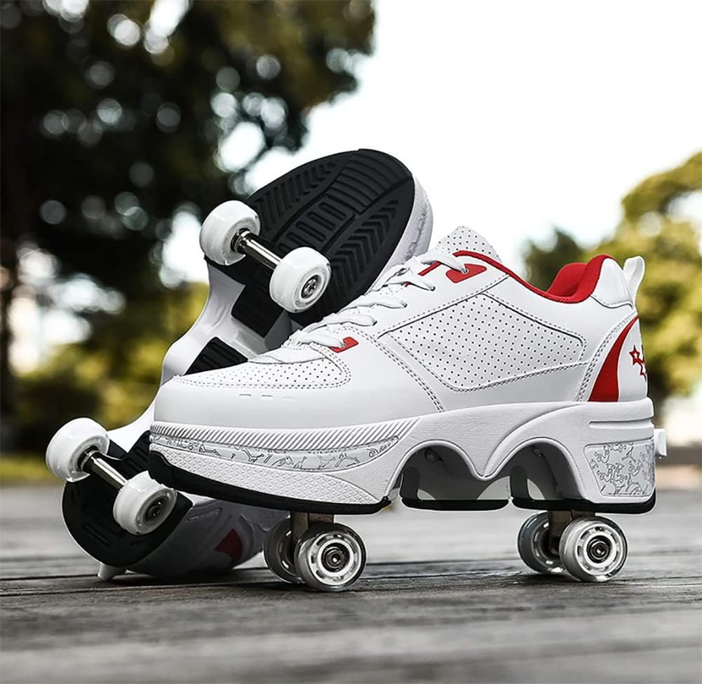 LDRFSE Schuhe mit Rollen, Rollschuhe Skateboard Schuhe Kinderschuhe Mit Rollen Skate Shoes Rollen Sc