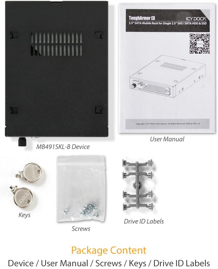 ICY DOCK SATA/SAS Hot Swap Wechselrahmen für 2,5 Zoll (6,4cm) SSD/HDD - Vollmetall mit Thumbscrew To