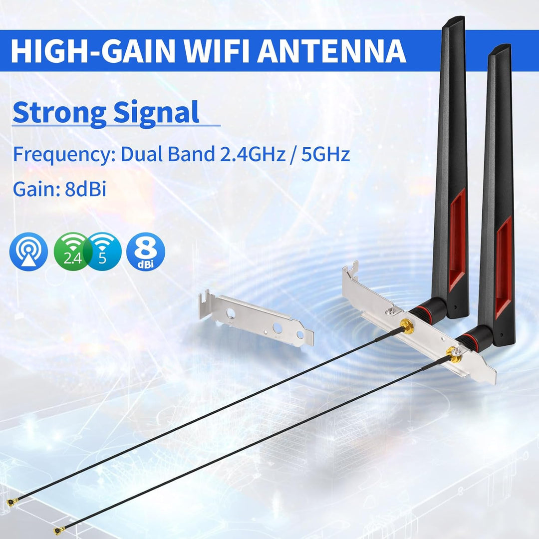 Superbat 8dBi WLAN Antenne RP-SMA Dualband 2.4Ghz 5.8Ghz + 25cm U.FL auf RP SMA Buchse Verlängerungs