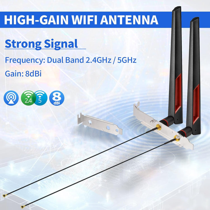 Superbat 8dBi WLAN Antenne RP-SMA Dualband 2.4Ghz 5.8Ghz + 25cm U.FL auf RP SMA Buchse Verlängerungs