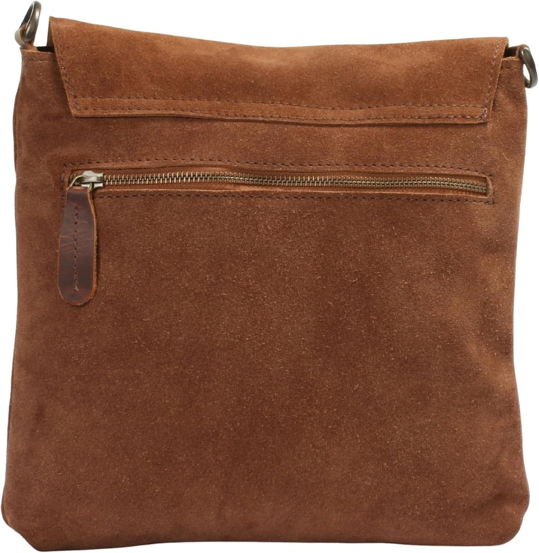 LECONI Umhängetasche für Damen Crossbag Veloursleder Echtleder Natur Damentasche Schultertasche Lede