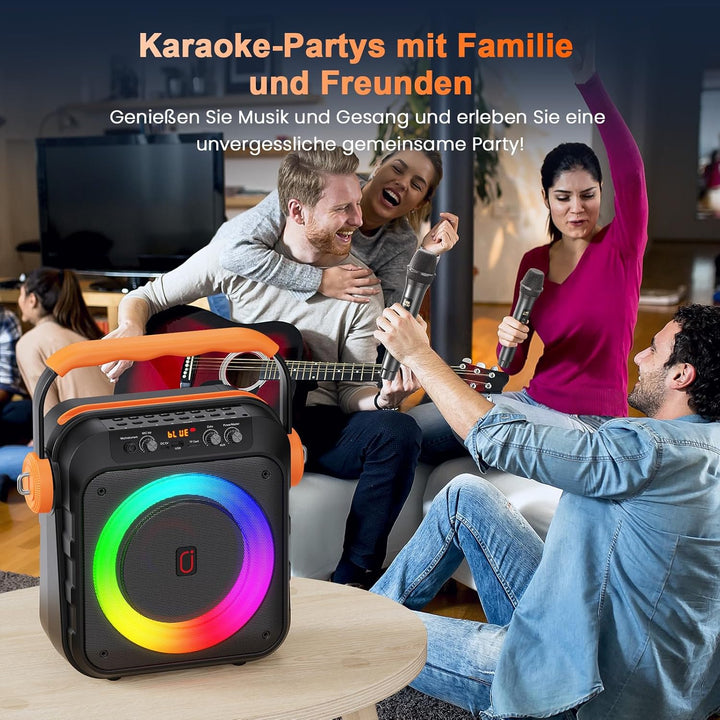 JYX Karaoke Maschine, Karaoke Anlage Mit 2 Mikrofonen, Tragbare Karaoke Maschine Mit 2 Drahtlosen Mi