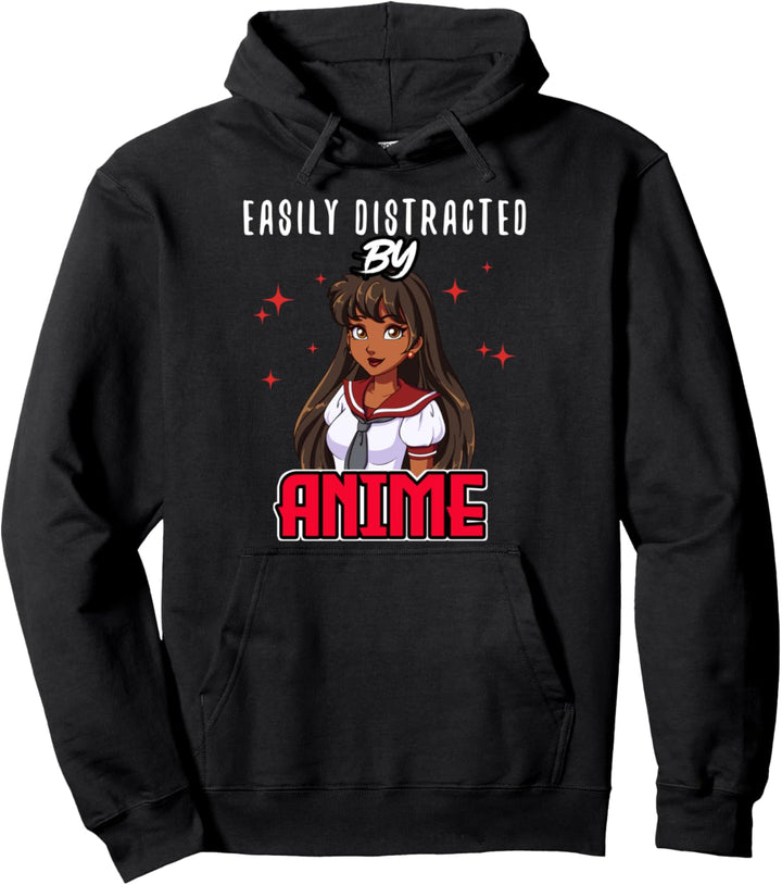 Easily Distracted by Anime Kawaii Girl Otaku Gift Pullover Hoodie