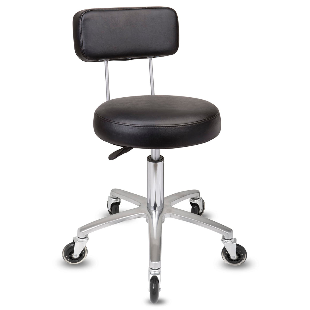 Staboos Rollhocker bis 160 kg - Premium Rundsitz mit Lehne - Praxishocker (Premium Rollen) Drehhocke