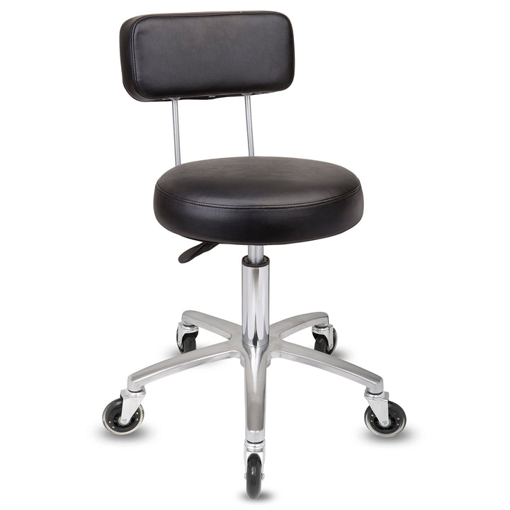 Staboos Rollhocker bis 160 kg - Premium Rundsitz mit Lehne - Praxishocker (Premium Rollen) Drehhocke