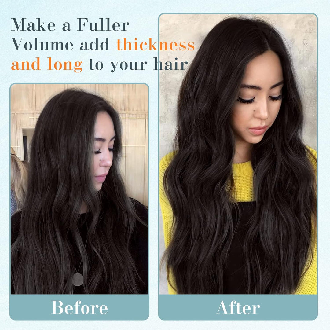 Benehair Clip in Extensions Echthaar, 8 Stück 100% Remy Echthaar Extension 50g, Naturschwarz Haarver