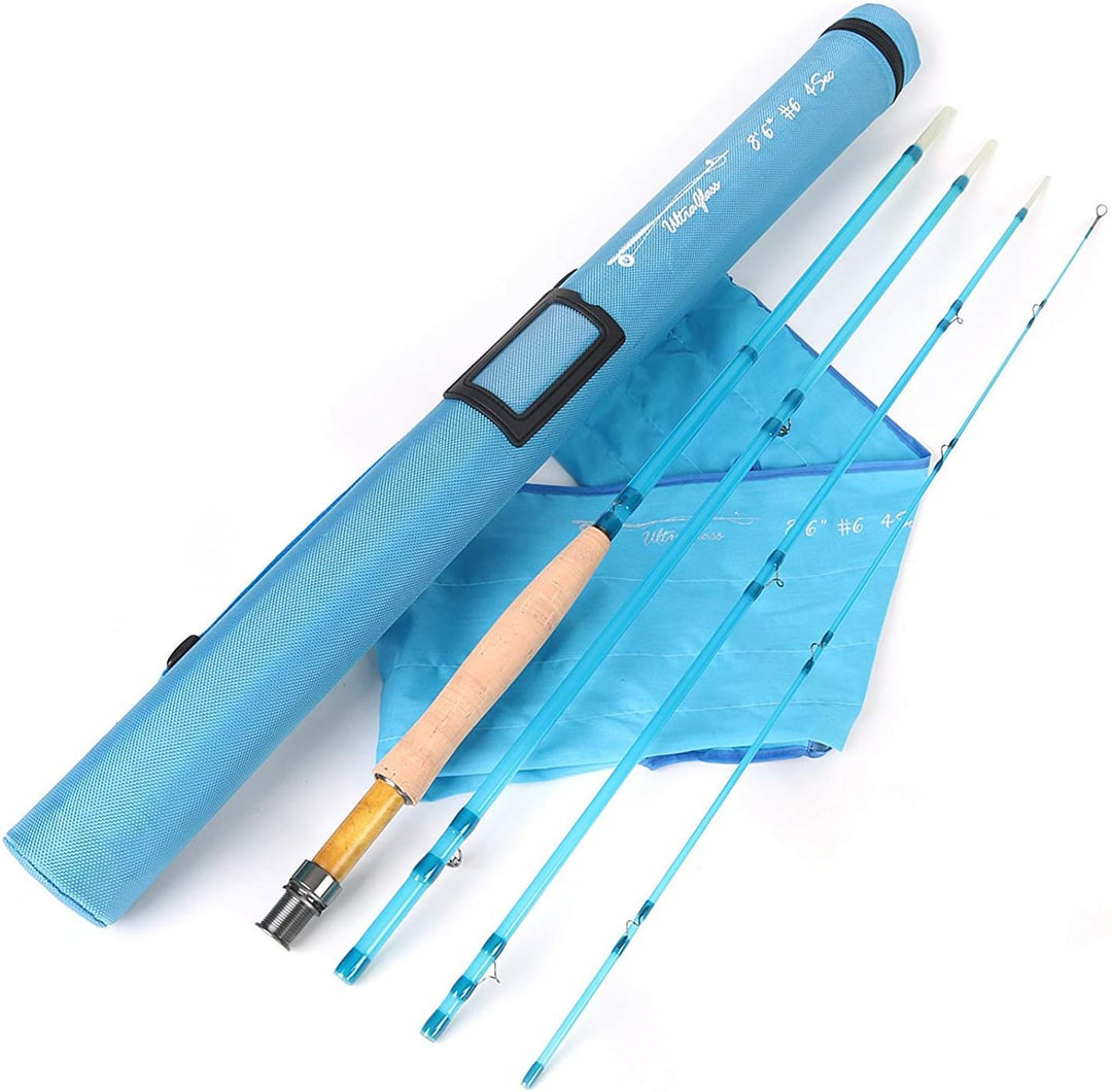 MAXIMUMCATCH Glasfaser Fliegenrute Blau Orange Weiss Lila Fliegenfischen Rute in 7’/8’/8’6’’, 3/5/6w