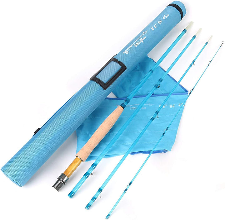 MAXIMUMCATCH Glasfaser Fliegenrute Blau Orange Weiss Lila Fliegenfischen Rute in 7’/8’/8’6’’, 3/5/6w