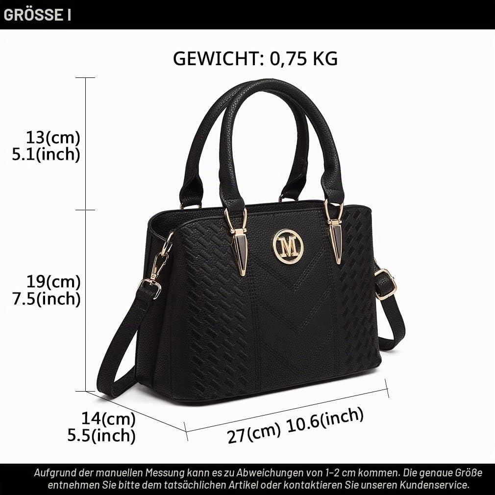 Miss Lulu Handtasche Damen Mittelgross Henkeltasche Elegante Schultertasche Tasche für Damen mit Lyc