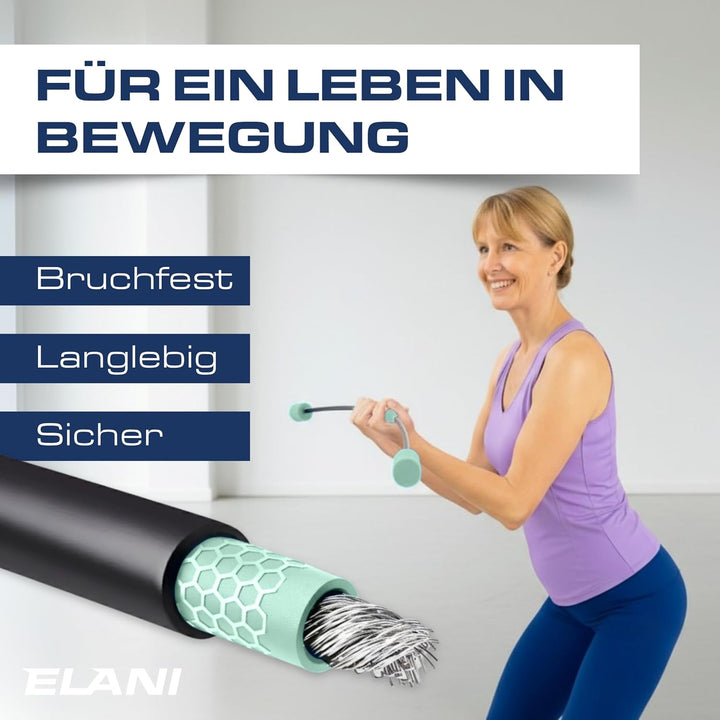 ELANI Schwingstab - Verstellbarer Widerstand & ergonomischer Griff - hochbelastbarer Gymnastikstab,