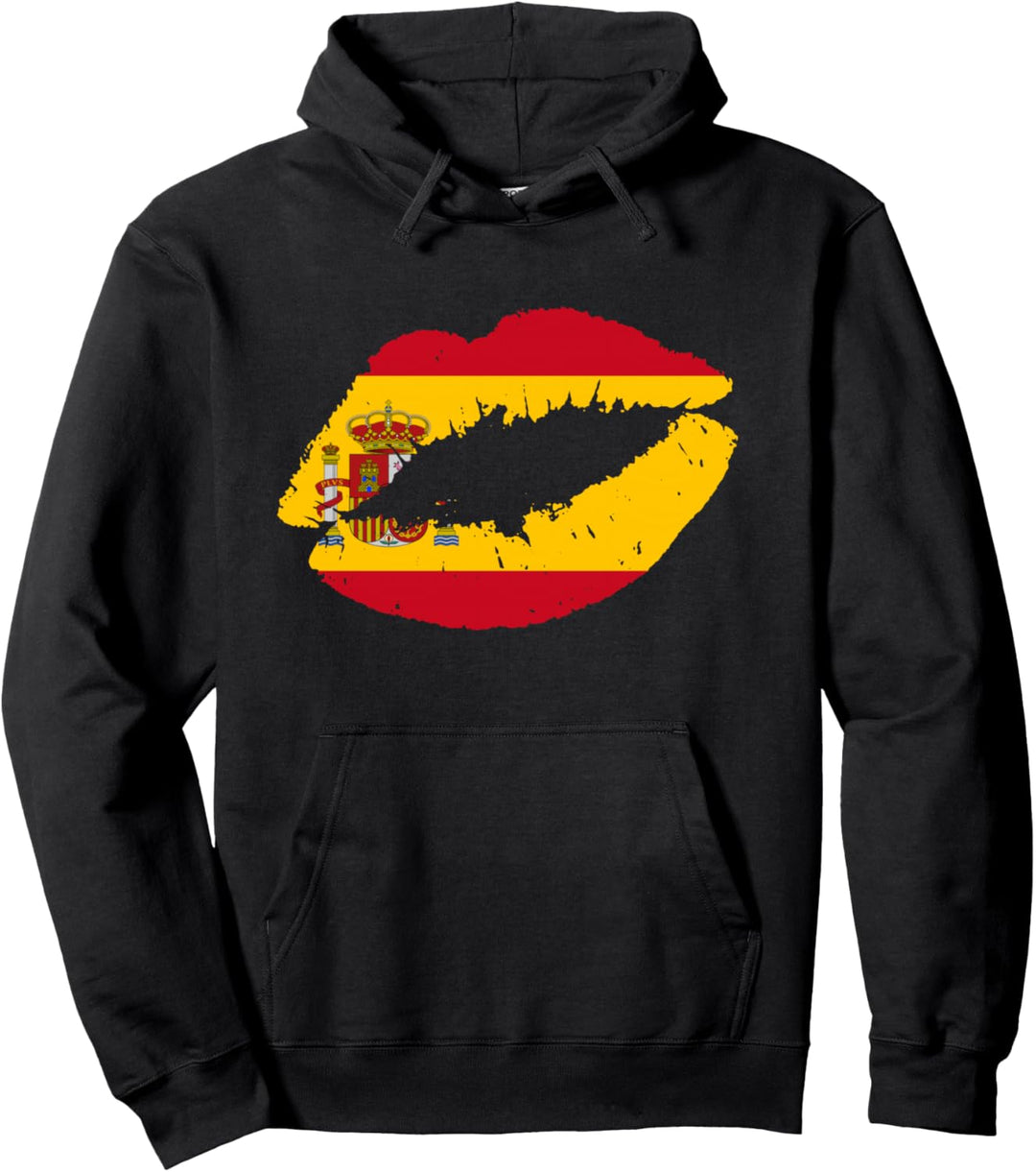 Spanien Spanische Flagge Kuss Lippen Fussball Fan Geschenk Pullover Hoodie