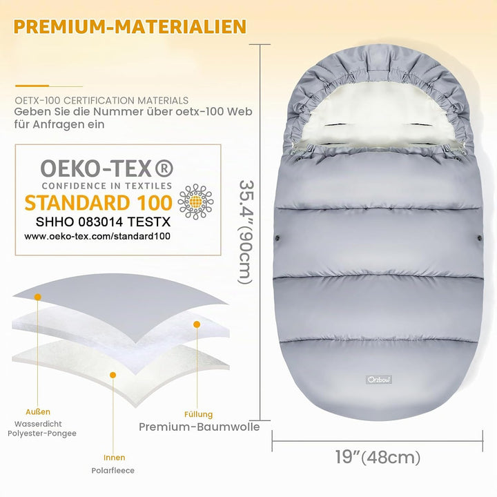 Orzbow Fusssack Kinderwagen Winter,Winterfusssack Kinderwagen mit Grosse Kapuze,Warmes Polarfleece-F