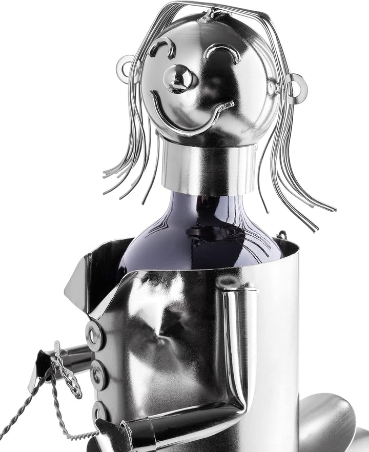 Brubaker Weinflaschenhalter Reiterin - Metall Skulptur Flaschenständer - 43 cm Metallfigur Wein Gesc