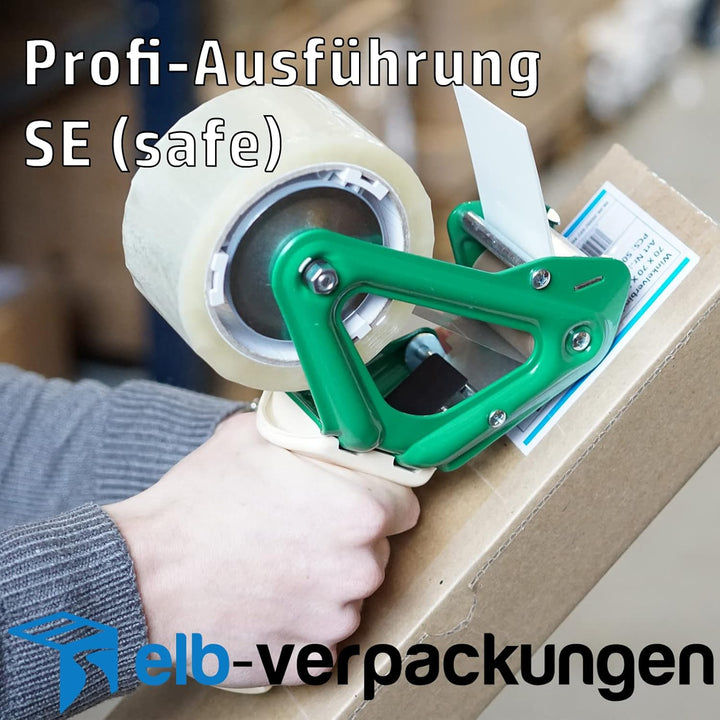 1 Stück - Handabroller - Profi-Ausführung - Version : SE (safe blade) - grün/green - 50 mm - Klebeba
