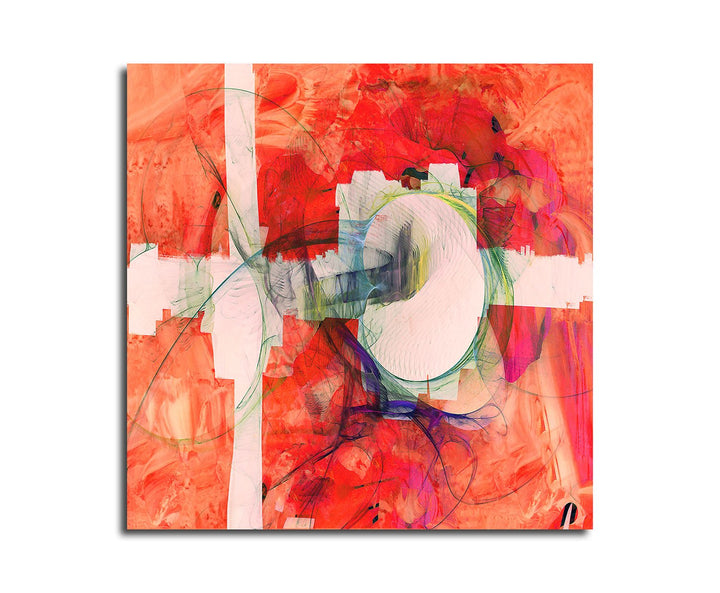 Paul Sinus Art Fremder Moment - Abstrakt377_60x60cm Bild auf Leinwand Abstraktes Wandbild knallig ro