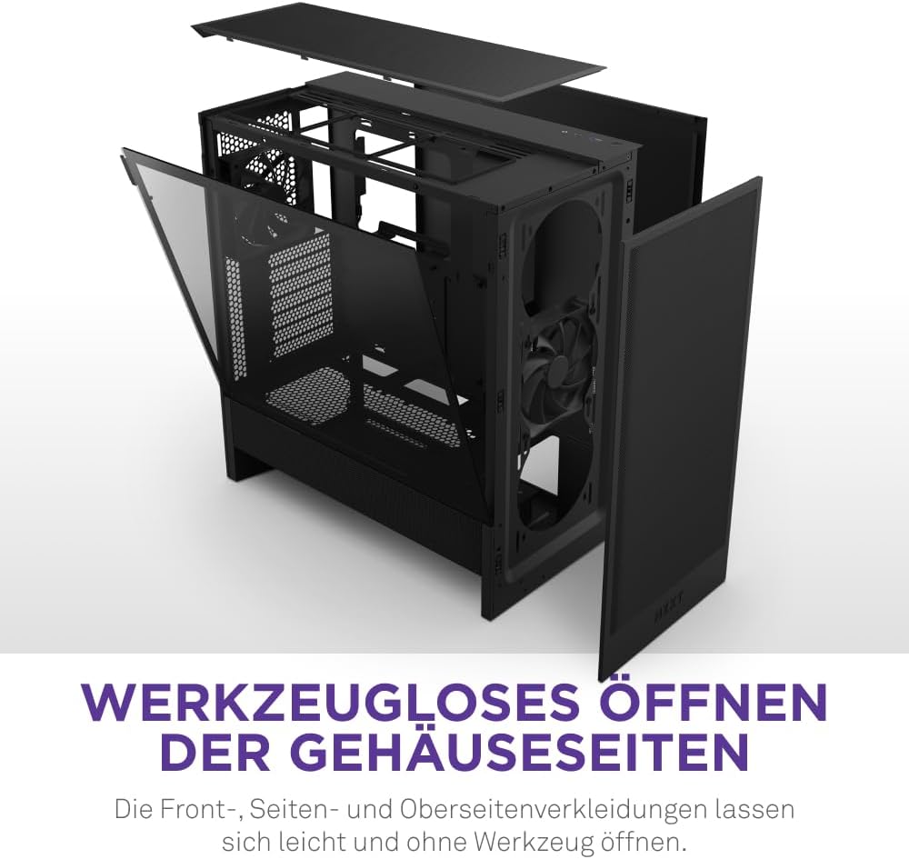 NZXT H5 Flow – Kompaktes ATX-Midi-Tower-PC-Gaming-Gehäuse – Hoher Luftstrom – 2 x 120 mm Lüfter inkl