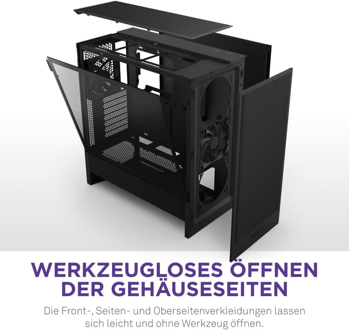 NZXT H5 Flow – Kompaktes ATX-Midi-Tower-PC-Gaming-Gehäuse – Hoher Luftstrom – 2 x 120 mm Lüfter inkl