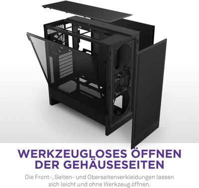NZXT H5 Flow – Kompaktes ATX-Midi-Tower-PC-Gaming-Gehäuse – Hoher Luftstrom – 2 x 120 mm Lüfter inkl