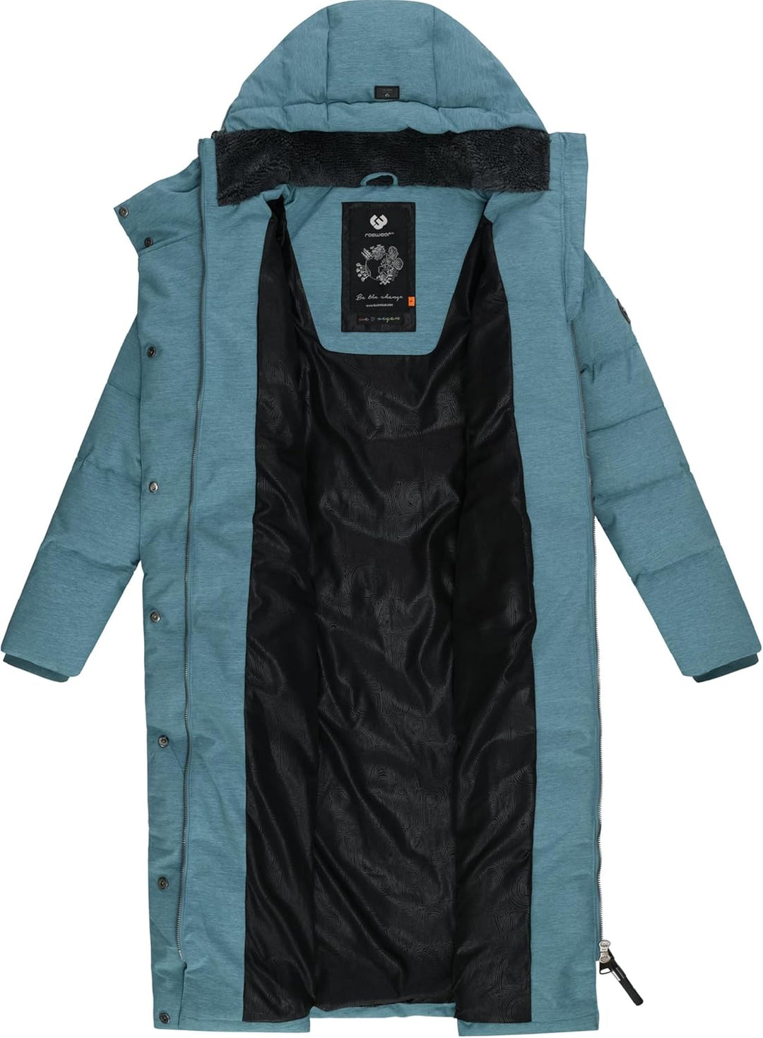 Ragwear Damen atmungsaktiver Wintermantel Warmer wasserdichter Steppmantel lang mit Kapuze Pavla Lon