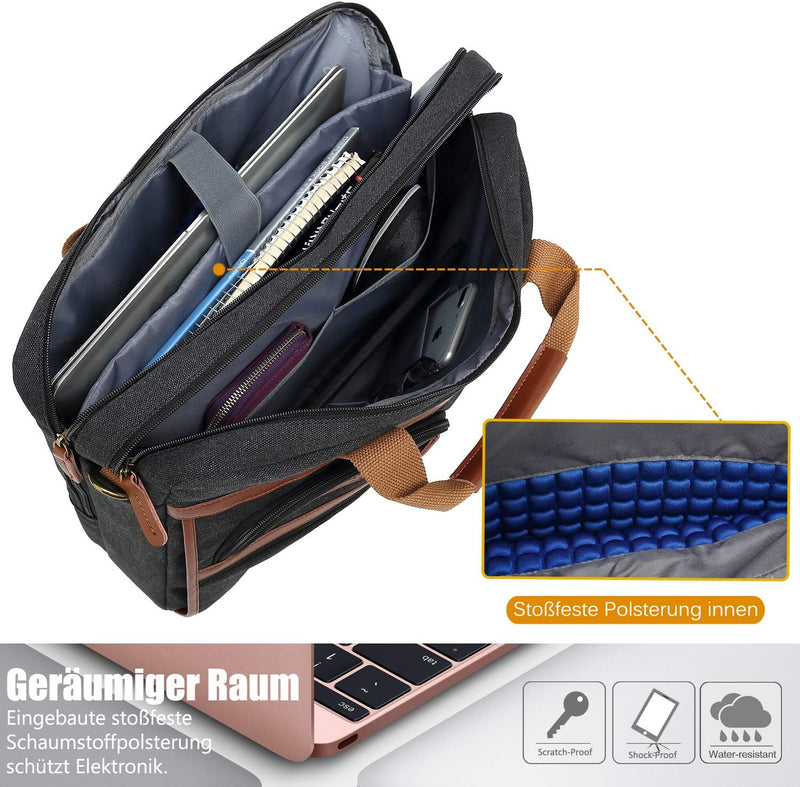 CoolBELL Laptop Aktentasche 17,3 Zoll schützend Messenger Bag Umhängetasche Herren Businesstasche Ar