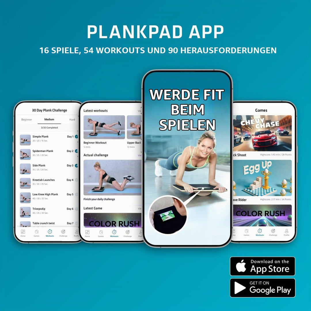 Plankpad PRO – interaktiver Ganzkörper-Trainer &amp; Balance Board - Plank Bauchmuskel Trainer inkl. Sma