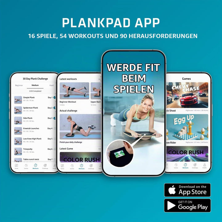 Plankpad PRO – interaktiver Ganzkörper-Trainer &amp; Balance Board - Plank Bauchmuskel Trainer inkl. Sma