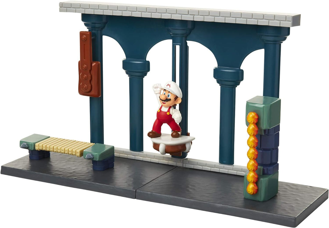 Nintendo Jakks 400174 Super Mario Spielset - Lawa Schloss - inkl. 6cm Mario Figur, Knochen Lift & Br
