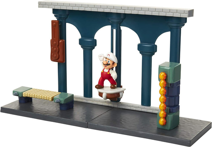 Nintendo Jakks 400174 Super Mario Spielset - Lawa Schloss - inkl. 6cm Mario Figur, Knochen Lift & Br