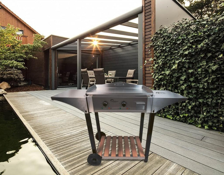 LITTLE BALANCE Chariot pour plancha Aquitaine Pro Planchawagen, Edelstahl & Holz