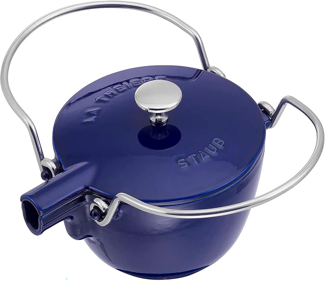 STAUB Teekanne/Wasserkessel, rund 16,5 cm, 1,15 L mit mattschwarzer Emaillierung Im Inneren des Kess