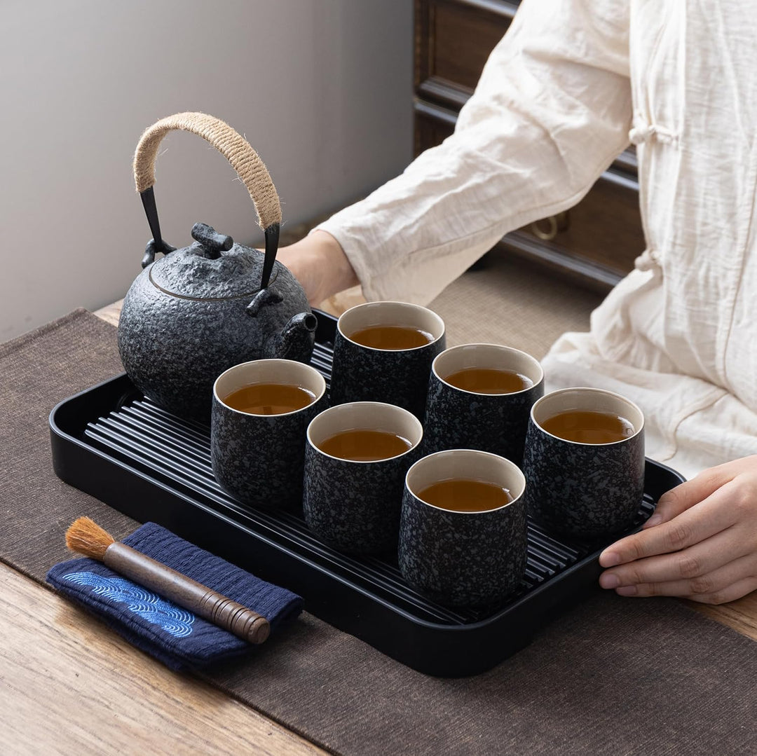 TEANAGOO Komplettes japanisches Teeset mit Tablett, Charcoal Grey, Teekanne Set，China Tea Set, 1 Tee