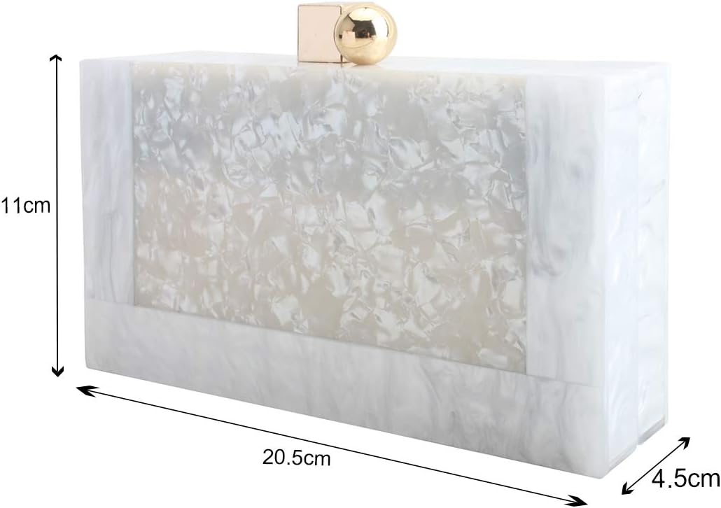 LETODE Acrylic Clutch Bags Purse Perspex Bag Handbags for Women Weiss, Weiss