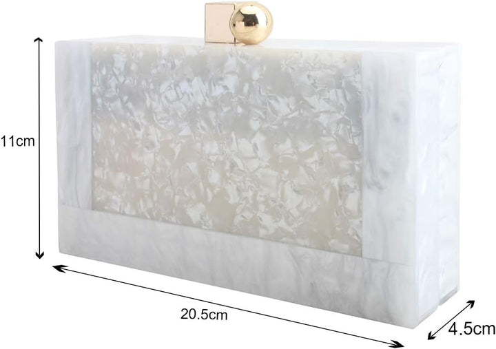 LETODE Acrylic Clutch Bags Purse Perspex Bag Handbags for Women Weiss, Weiss