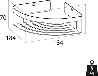 Tiger Caddy Duschkorb Eckversion klein, platzsparende Duschablage aus rostfreiem Edelstahl, Farbe: S