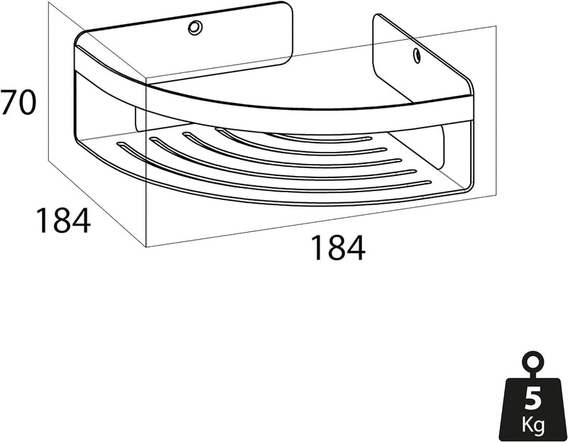 Tiger Caddy Duschkorb Eckversion klein, platzsparende Duschablage aus rostfreiem Edelstahl, Farbe: S