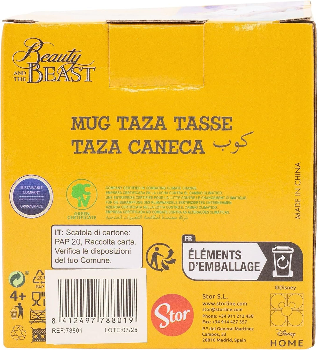 Stor 190 ml 3d geformt Keramikbecher - Schönheit und das Biest Chip in Geschenkbox