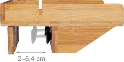 Relaxdays Bettablage, Mini-Nachttisch zum Anklemmen, aus Bambus, platzsparend, Kabelschlitze, Ablage