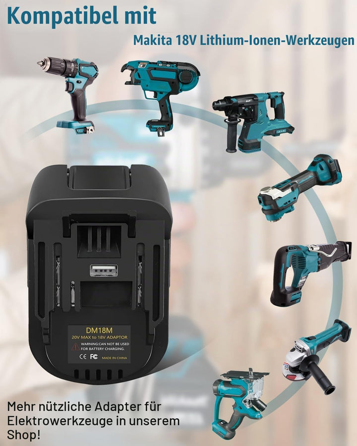 TPDL Adapter für Dewalt 18V Akku zu Geeignet für Makita Werkzeuge, und für Milwaukee M18 Li-Ion Akku