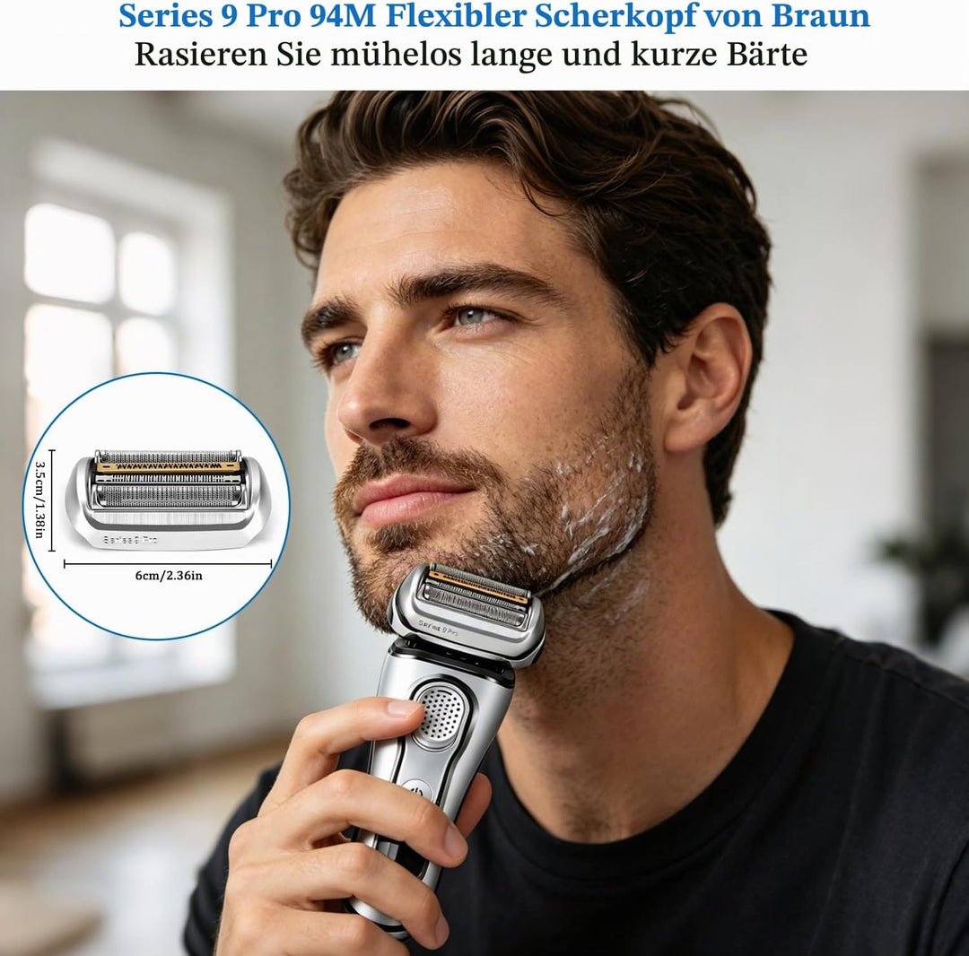 Series 9 Pro Elektrorasierer Scherkopf 94M, Ersatzscherteil für Herren Rasierer Serie 9, Kompatibel