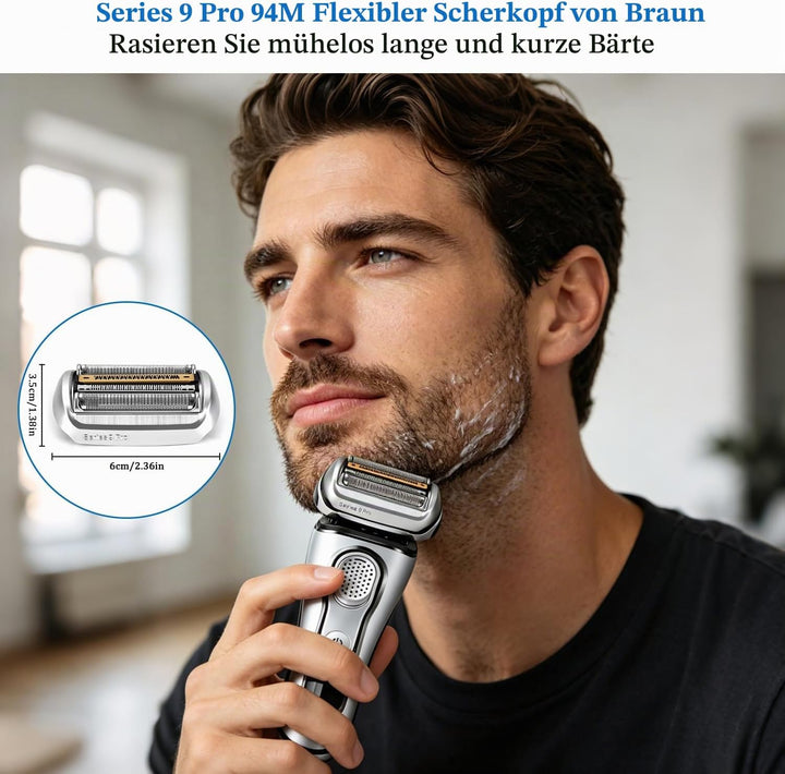 Series 9 Pro Elektrorasierer Scherkopf 94M, Ersatzscherteil für Herren Rasierer Serie 9, Kompatibel