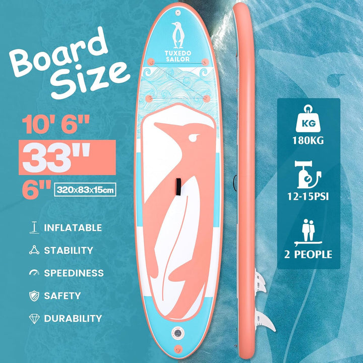 Tuxedo Sailor Stand Up Paddle Board Aufblasbares SUP Board Stand-Up Paddling mit Premium Zubehör, Pa