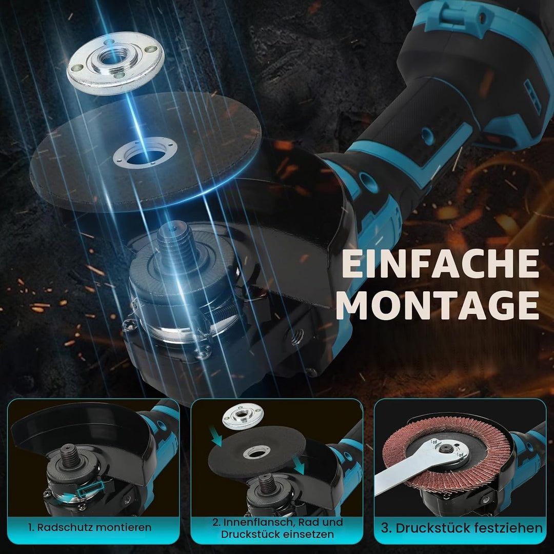 Akku Winkelschleifer für Makita 18V Akku (Ohne Akku), 600W Bürstenloser Profi-Schleifer, 125mm Schei