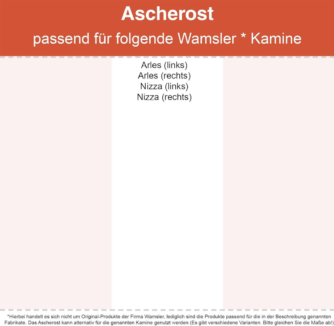 Kaminrost/Ascherost Eckig 319 x 220 x 8 mm passend für Wamsler ** Kaminöfen inkl. Modellübersicht -