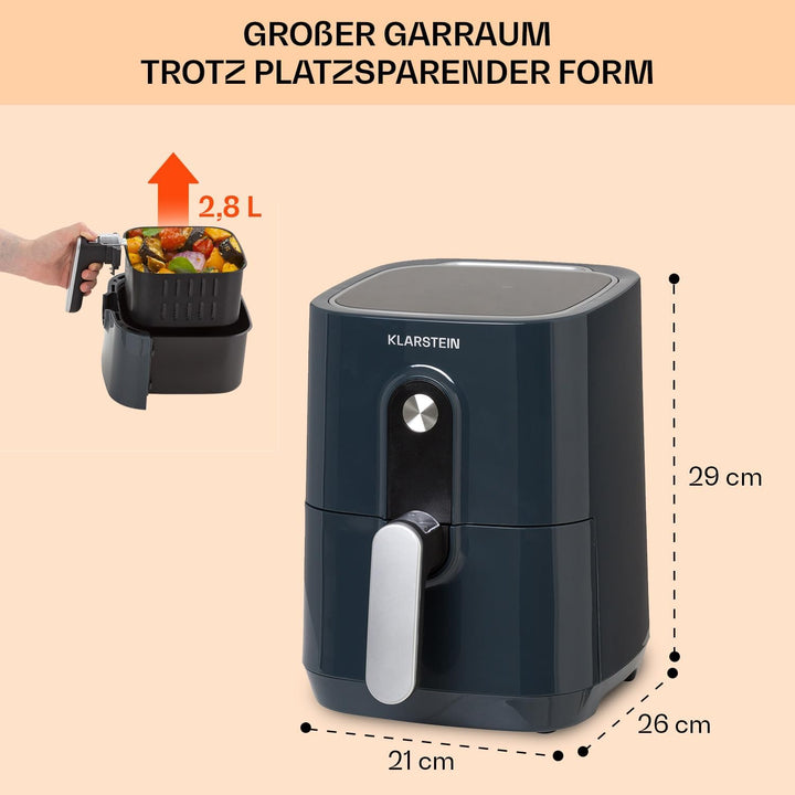 Klarstein Heissluftfriteuse, Air Fryer zum Frittieren, Friteuse mit Touch-Bedienfeld, Timer, Einstel