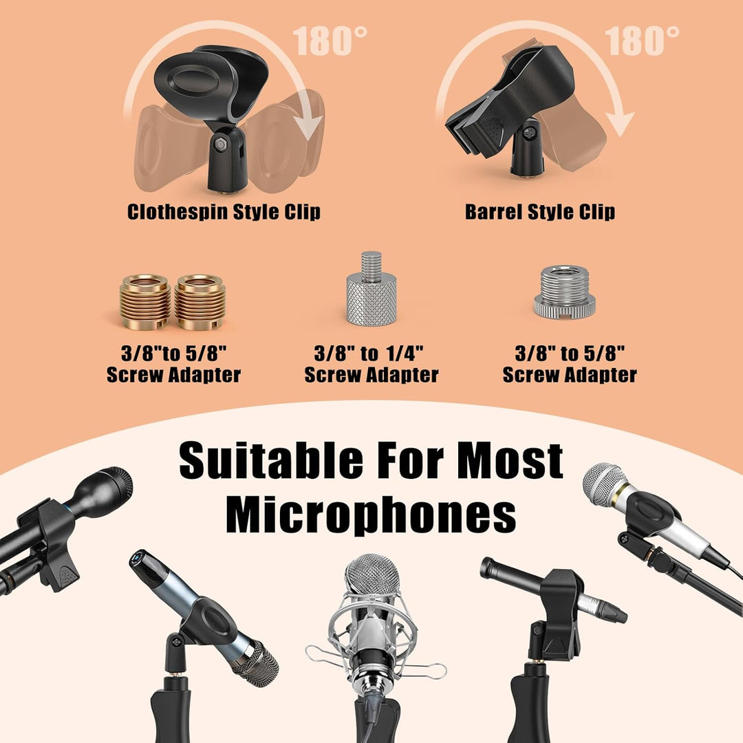 Mikrofonständer, 2 in 1 Boden Mikrofonstativ mit Mikrofonclips & Adapter, Kompatibel mit Den Meisten