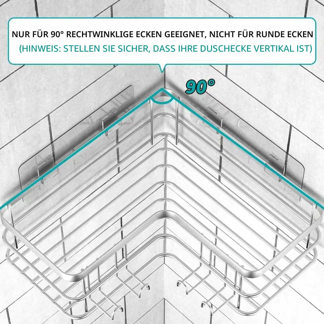 Yazoni Duschablage Ohne Bohren 2 Stück - Duschregal Ecke mit Haken, Duschablage Edelstahl für Badezi