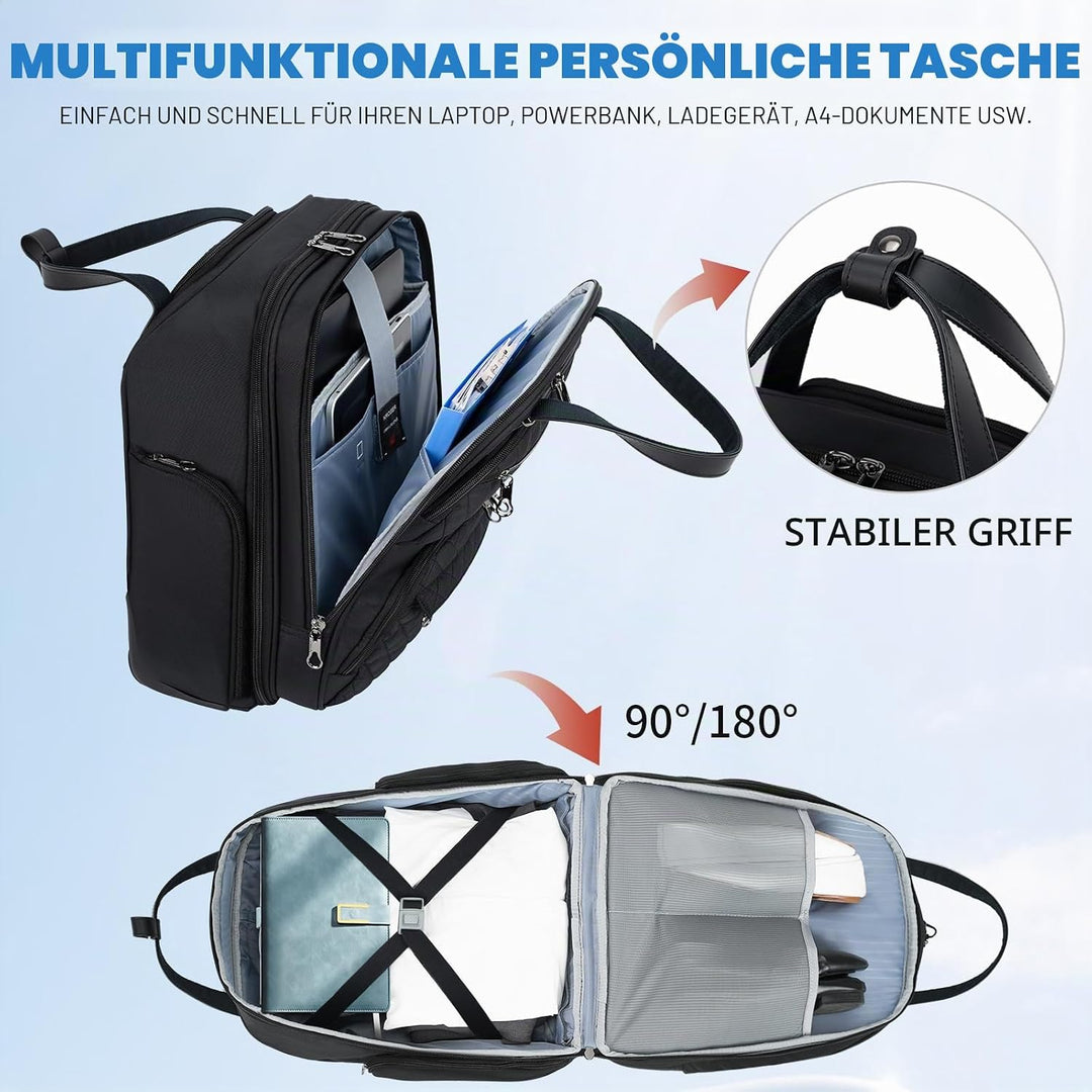KROSER Handgepäck Koffer Trolley 40cm, Carry On Untersitzer Multifunktional 16-Zoll Leichter Über-Na